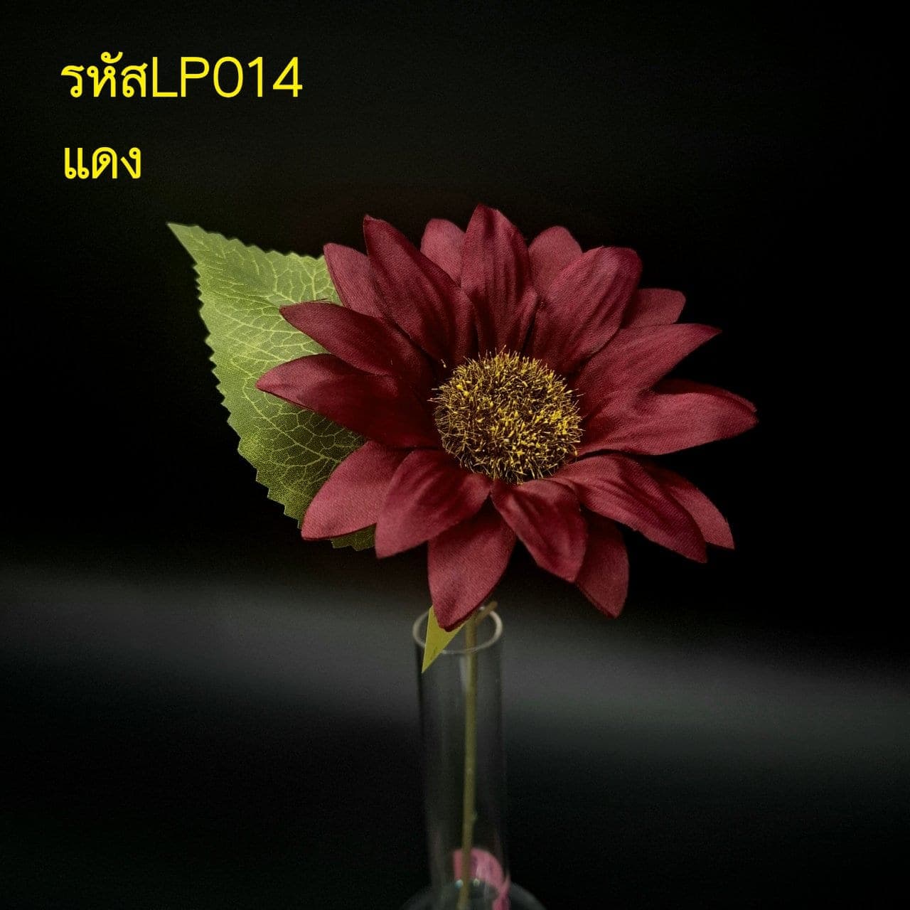 ทานตะวันเดี่ยว (LP01), A single-stem sunflower — a wide head on a long stem, set to brighten the composition.