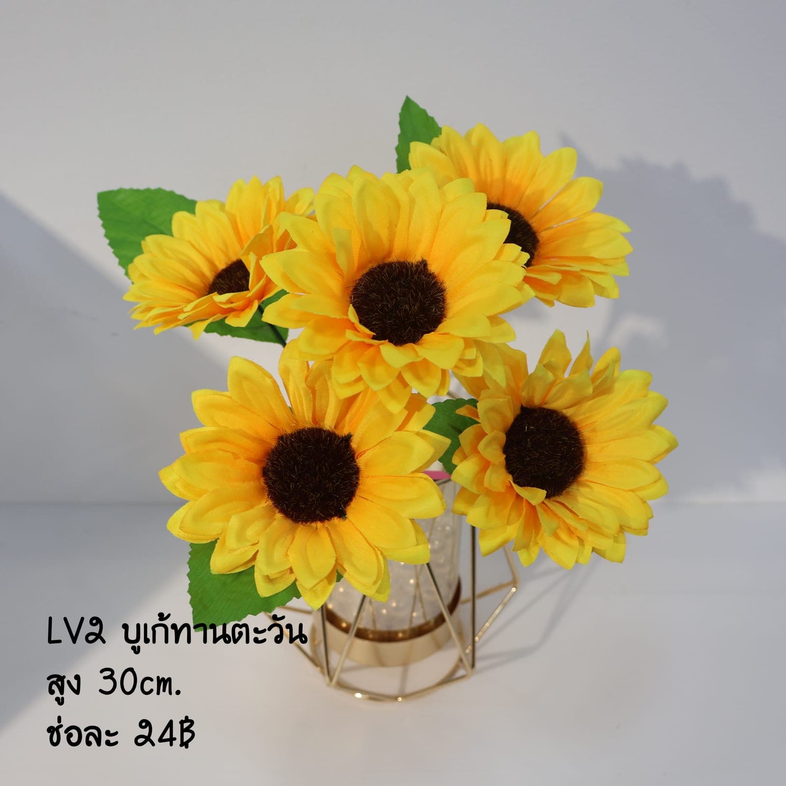 ทานตะวัน 5ดอก (LV02), ทานตะวัน 5 ดอก — กลีบสีทองทอดยาวรอบจานเมล็ดสีดาร์ก